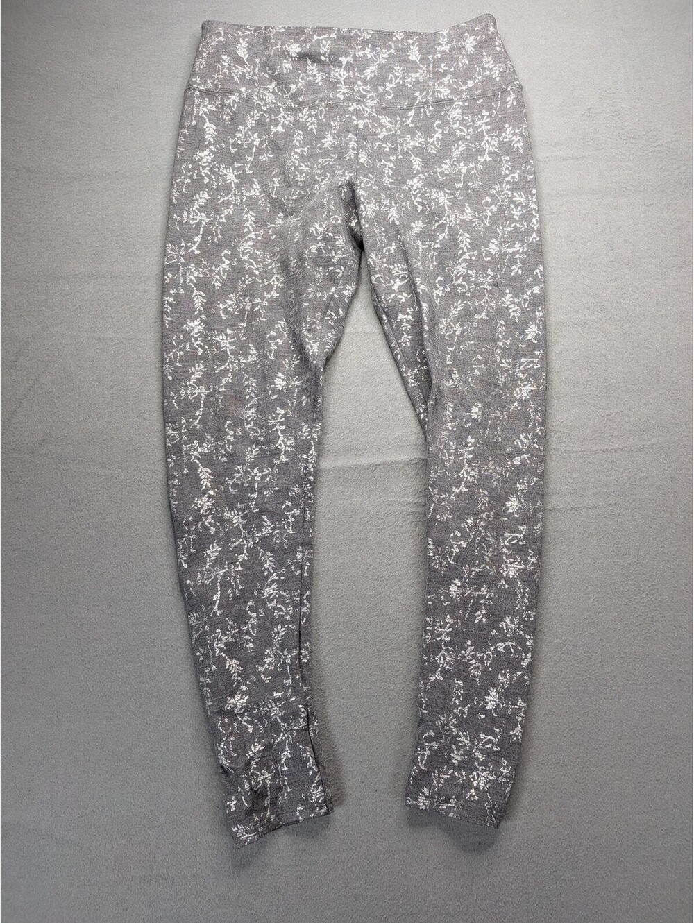 Soft Surroundings Leggings Womens S Gray Floral High Waist Ankle Jersey Stretch
